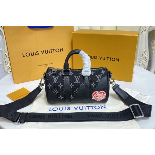 Louis Vuitton M81010 keepall xs Bag in Black Monogram denim and Taurillon leather Louis Vuitton M81010 keepall xs Bag in Black Monogram denim and Taurillon leather