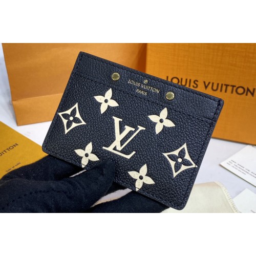 Louis Vuitton M81022 Card Holder in Black Beige Monogram Empreinte leather
