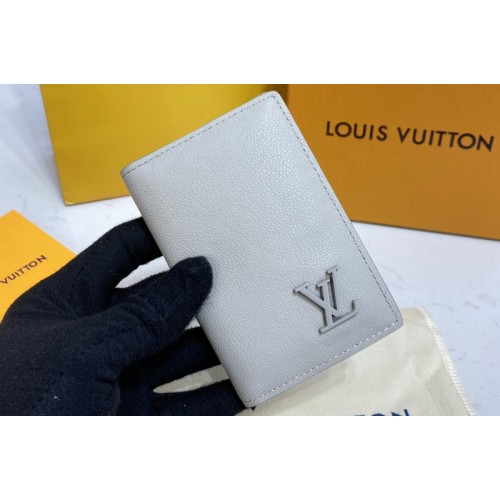 Louis Vuitton M81028 Pocket Organizer wallet Gray Aerogram cowhide leather Louis Vuitton M81028 Pocket Organizer wallet Gray Aerogram cowhide leather
