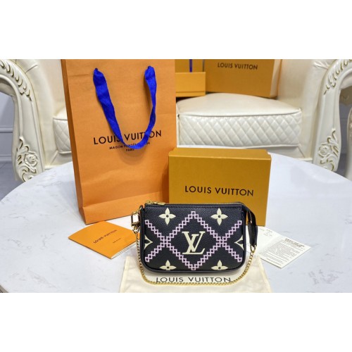 Louis Vuitton M81140 Mini Pochette Accessoires in Black Pink Monogram Empreinte Leather