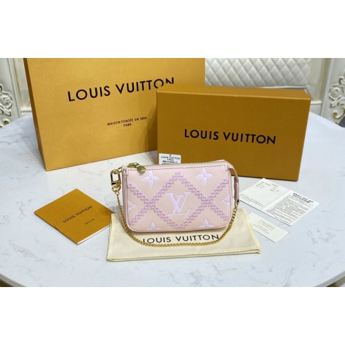 Louis Vuitton M81140 Mini Pochette Accessoires in Pink Monogram Empreinte Leather