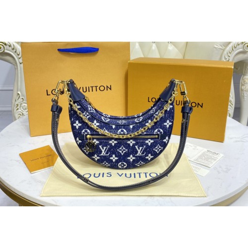 Louis Vuitton M81094 Loop Bag in Blue Monogram Denim Louis Vuitton M81094 Loop Bag in Blue Monogram Denim