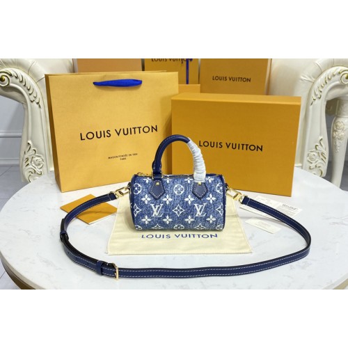 Louis Vuitton M81213 Nano Speedy Bag in Blue Monogram jacquard denim