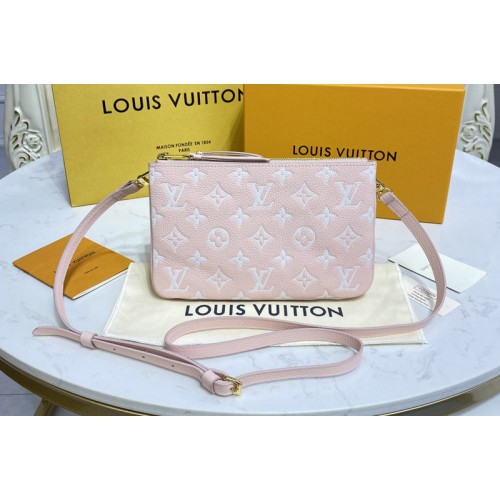 Louis Vuitton M68568 Double Zip Pochette Bag in Pink Monogram Empreinte leather Louis Vuitton M68568 Double Zip Pochette Bag in Pink Monogram Empreinte leather