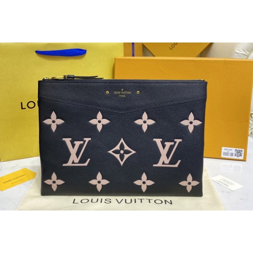 Louis Vuitton M81292 Daily Pouch in Black Beige Monogram Empreinte Leather