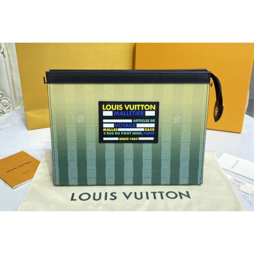 Louis Vuitton M81317 Pochette Voyage Pouch in green Damier Stripes canvas Louis Vuitton M81317 Pochette Voyage Pouch in green Damier Stripes canvas