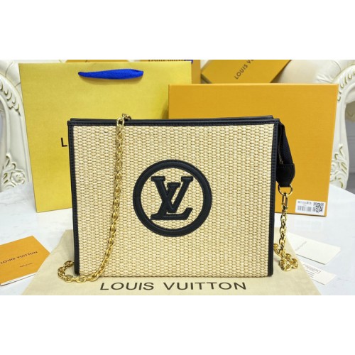 Louis Vuitton M81366 Toiletry Pouch on Chain in Natural   Black Raffia