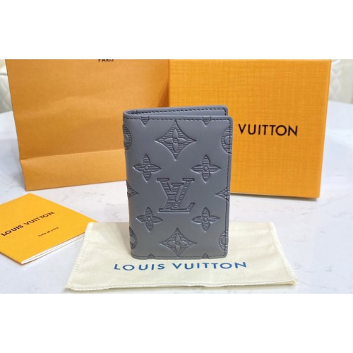 Louis Vuitton M81382 Pocket Organizer in gray Monogram Shadow calf leather