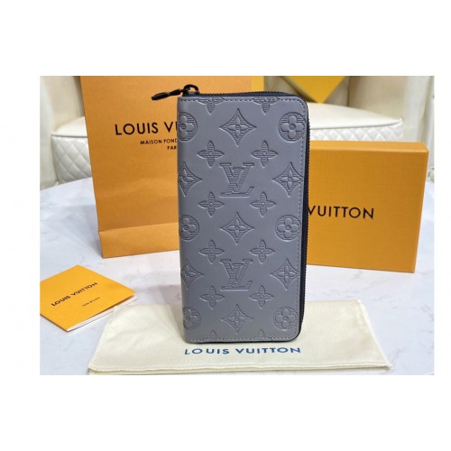 Louis Vuitton M81384 Zippy Vertical wallet in gray Monogram Shadow calf leather