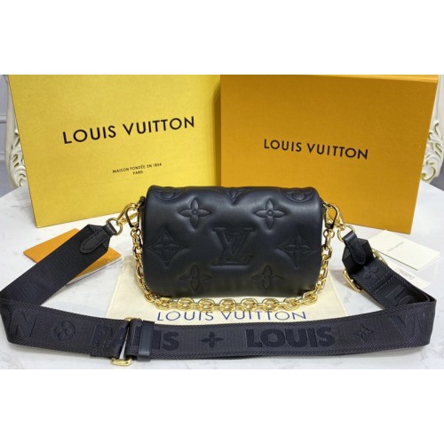 Louis Vuitton M81398 Wallet on Strap Bag in Black quilted calf leather