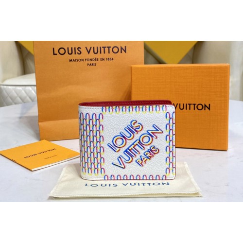 Louis Vuitton M81404 Slender Wallet in White Damier Spray cowhide leather