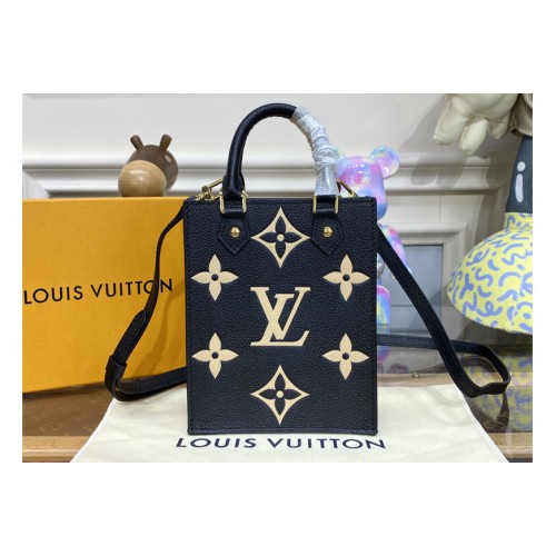 Louis Vuitton M81416 Petit Sac Plat bag in Black Beige Monogram Empreinte embossed supple grained cowhide leather Louis Vuitton M81416 Petit Sac Plat bag in Black Beige Monogram Empreinte embossed supple grained cowhide leather