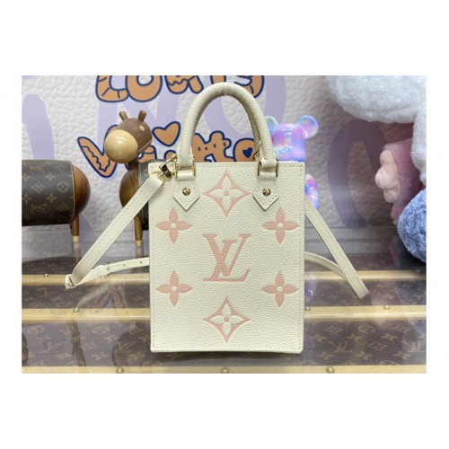 Louis Vuitton M81417 Petit Sac Plat Bag in White Pink Monogram Empreinte Leather