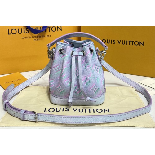 Louis Vuitton M81463 Nano Noe Bucket Bag in Purple Monogram Empreinte leather