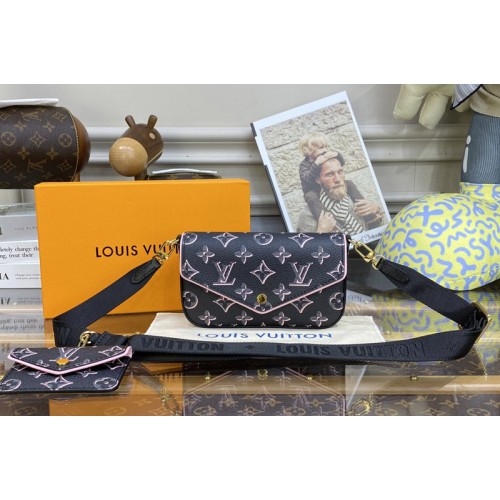 Louis Vuitton M81471 Felicie Strap & 038 Go pochette Bag in Black Monogram coated canvas Louis Vuitton M81471 Felicie Strap & 038 Go pochette Bag in Black Monogram coated canvas