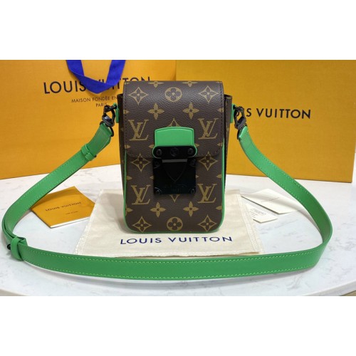 Louis Vuitton M81522 S-Lock Vertical wearable wallet in Monogram Macassar coated canvas and Green cowhide leather
