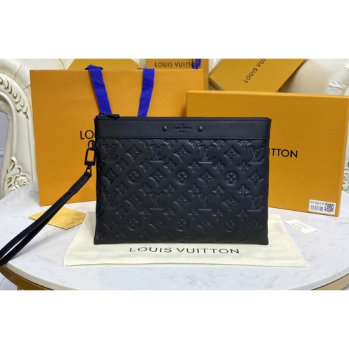 Louis Vuitton M81570 Pochette To-Go Bag in Black Monogram Shadow leather