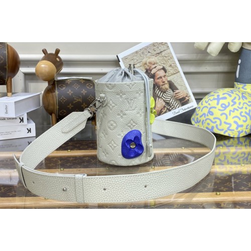 Louis Vuitton M81572 Chalk Pouch Bag in White Taurillon Monogram embossed cowhide leather