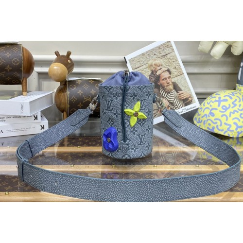 Louis Vuitton M81572 Chalk Pouch Bag in Granite Taurillon Monogram embossed cowhide leather