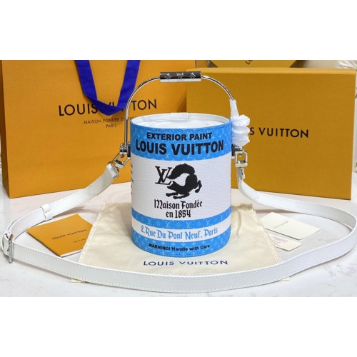 Louis Vuitton M81597 Paint Can Bag in Blue Coated canvas and cowhide leather Louis Vuitton M81597 Paint Can Bag in Blue Coated canvas and cowhide leather