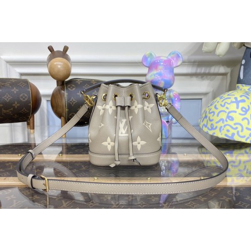 Louis Vuitton M46291 Nano Noe bag in Gray Cream Monogram Empreinte leather