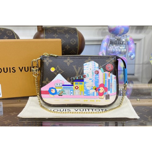 Louis Vuitton M81637 Mini Pochette Accessoires wallet in Monogram coated canvas With Blue Louis Vuitton M81637 Mini Pochette Accessoires wallet in Monogram coated canvas With Blue