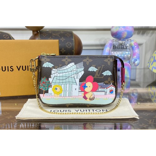 Louis Vuitton M81633 Mini Pochette Accessoires wallet in Monogram coated canvas With Fuchsia Louis Vuitton M81633 Mini Pochette Accessoires wallet in Monogram coated canvas With Fuchsia