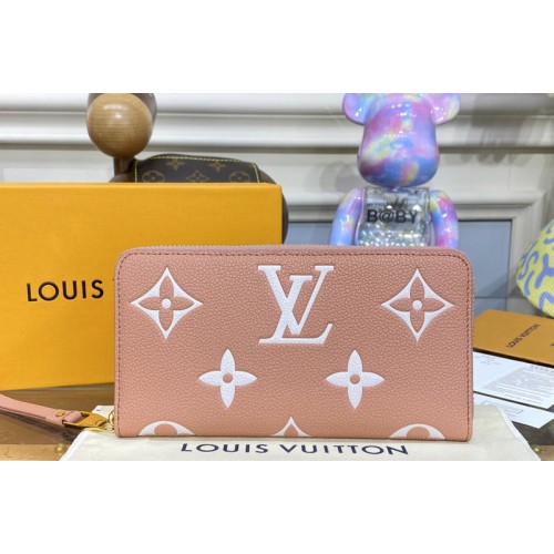 Louis Vuitton M81645 Zippy Wallet in Pink Cream Monogram Empreinte leather