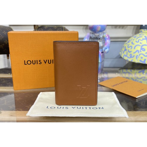 Louis Vuitton M81754 Pocket Organizer wallet in Tan Millesime calf leather Louis Vuitton M81754 Pocket Organizer wallet in Tan Millesime calf leather