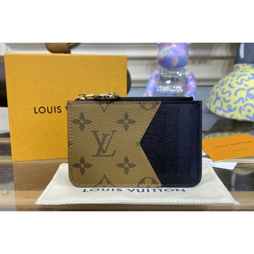 Louis Vuitton M81912 Romy card holder in Monogram and Monogram Reverse coated canvas With Black
