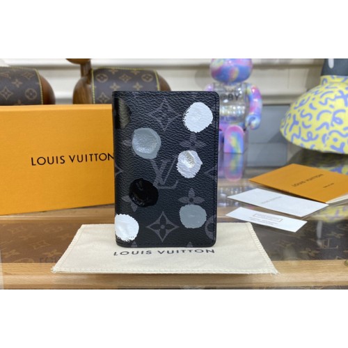 Louis Vuitton M81928 x YK Pocket Organizer Wallet in Monogram Eclipse coated canvas with 3D Painted Dots print