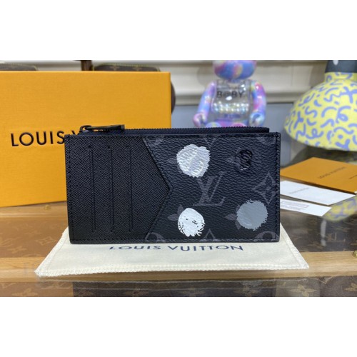 Louis Vuitton M81930 x YK Coin Card Holder Wallet in Monogram Eclipse coated canvas with 3D Painted Dots print Louis Vuitton M81930 x YK Coin Card Holder Wallet in Monogram Eclipse coated canvas with 3D Painted Dots print