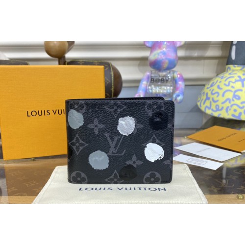 Louis Vuitton M81931 x YK Multiple wallet in Monogram Eclipse coated canvas with 3D Painted Dots print Louis Vuitton M81931 x YK Multiple wallet in Monogram Eclipse coated canvas with 3D Painted Dots print