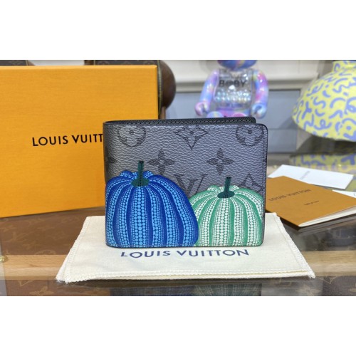 Louis Vuitton M81967 Slender Wallet in Monogram Eclipse Reverse coated canvas with colorful Pumpkin print