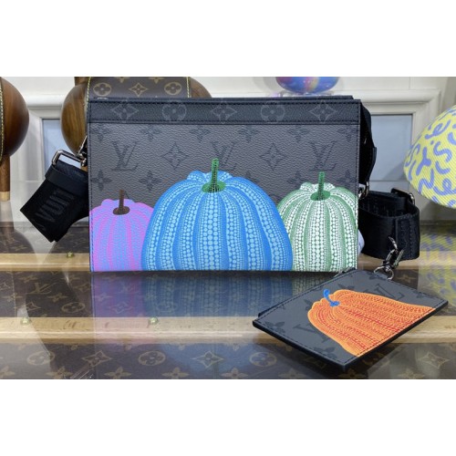 Louis Vuitton M81972 x YK Gaston Wearable Wallet in Monogram Eclipse Reverse coated canvas with colorful Pumpkin print