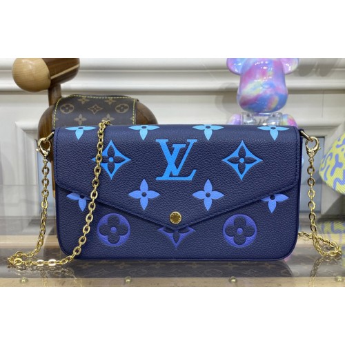 Louis Vuitton M82349 Felicie Pochette Bag in Gradient Blue Monogram Empreinte embossed supple grained cowhide leather