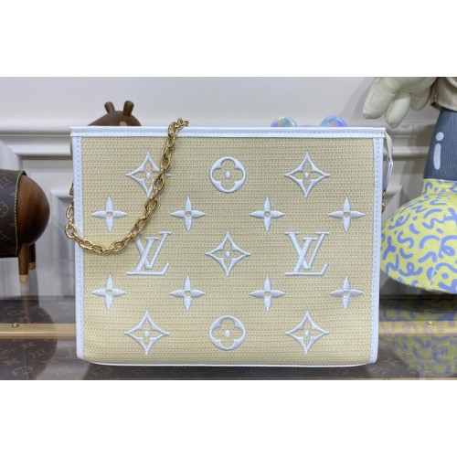 Louis Vuitton M82521 Toiletry Pouch on Chain Bag in Beige Lotus cotton