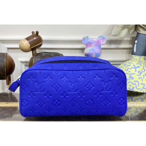 Louis Vuitton M82576 Dopp Kit toilet pouch in Racing Blue Embossed Taurillon Monogram cowhide leather