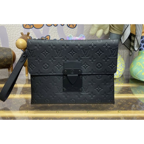 Louis Vuitton M82559 Pochette S-Lock Bag in Black Embossed Taurillon Monogram cowhide leather