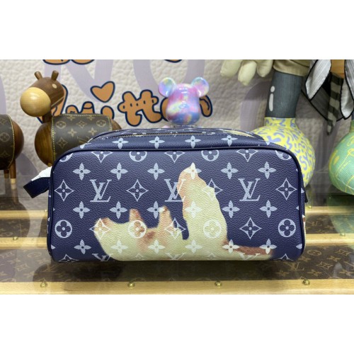 Louis Vuitton M82831 Dopp Kit Toilet Pouch in Ink Blue Monogram Bleach coated canvas