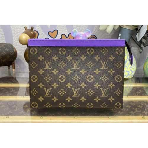 Louis Vuitton M82859 Pochette Voyage MM pouch in Monogram Macassar coated canvas With Purple