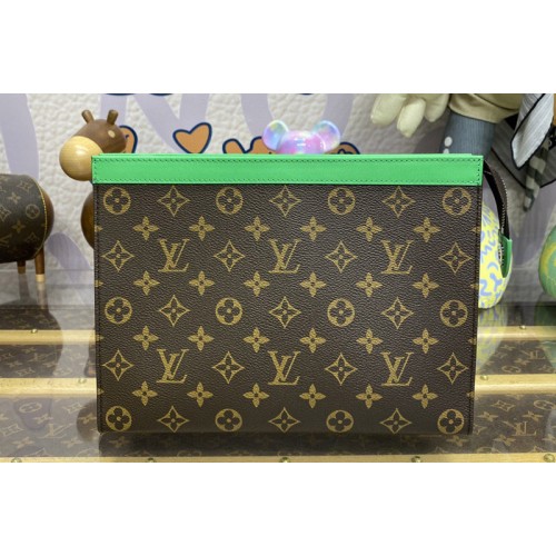 Louis Vuitton M82854 Pochette Voyage MM pouch in Monogram Macassar coated canvas With Green