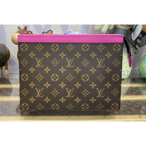 Louis Vuitton M82858 Pochette Voyage MM pouch in Monogram Macassar coated canvas With Pink