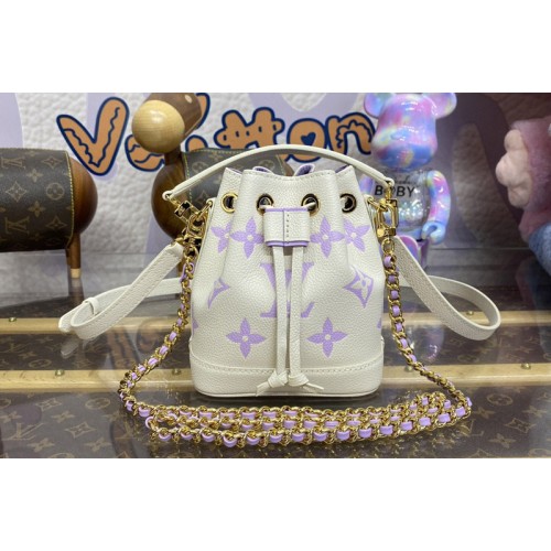 Louis Vuitton M82933 Nano Noe Bucket Bag in White Purple Monogram Empreinte leather