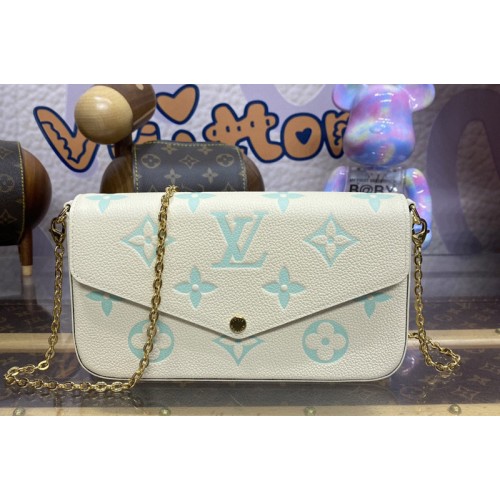Louis Vuitton M83025 Felicie Pochette Bag in White Green Monogram Empreinte leather Louis Vuitton M83025 Felicie Pochette Bag in White Green Monogram Empreinte leather