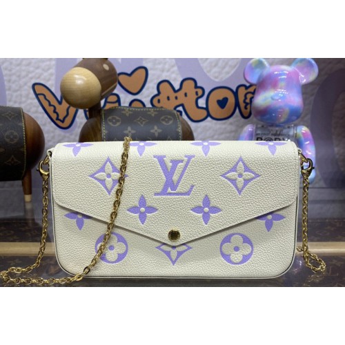 Louis Vuitton M83025 Felicie Pochette Bag in White Purple Monogram Empreinte leather Louis Vuitton M83025 Felicie Pochette Bag in White Purple Monogram Empreinte leather