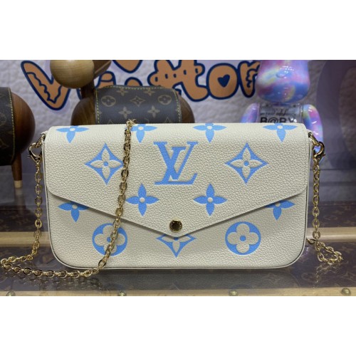 Louis Vuitton M83025 Felicie Pochette Bag in White Blue Monogram Empreinte leather