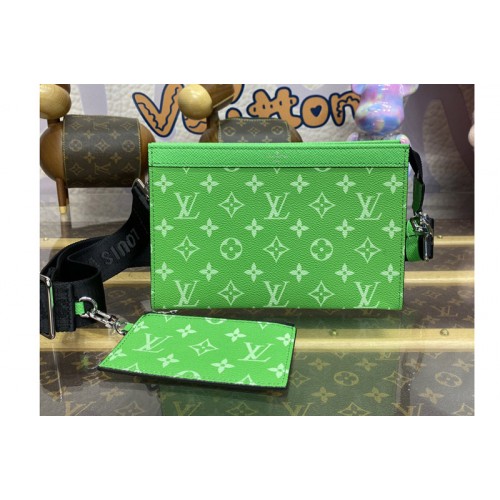 Louis Vuitton M83099 Gaston wearable wallet in Green Taiga cowhide leather and Monogram coated canvas