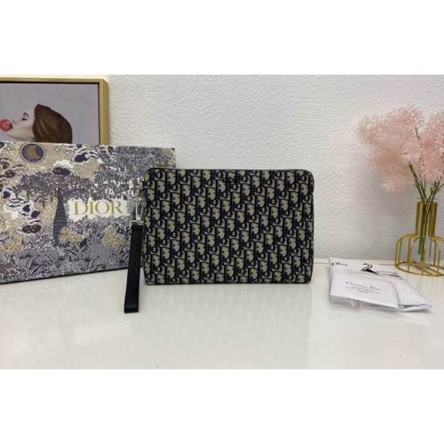 Christian Dior 2OBCA251 Dior pouch in Beige and Black Dior Oblique Jacquard