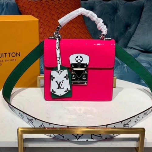 Louis Vuitton M90454 Spring Street Bags in Rosy Monogram Vernis patent leather